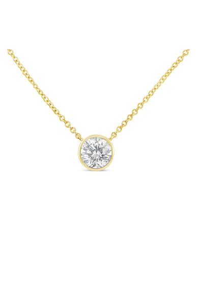 1/2 Carat Round Brilliant-Cut Diamond Modern Bezel-Set Solitaire Necklace